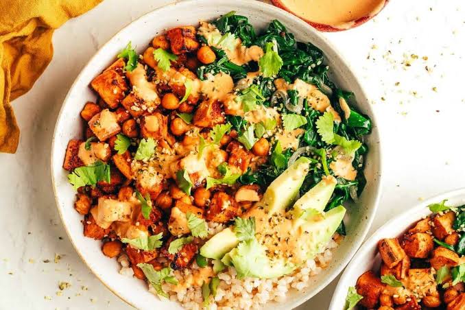 Fresh balanced salad bowl with healthy fats and lean protein
